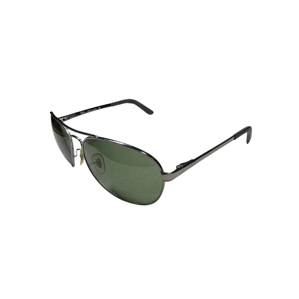 Ray-Ban RB3213 Aviators Sunglasses Green Lenses Gunmetal Silver Frame w/ Case